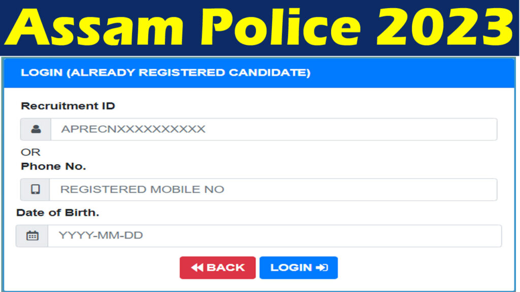 Assam Constable Police Online Form 2023